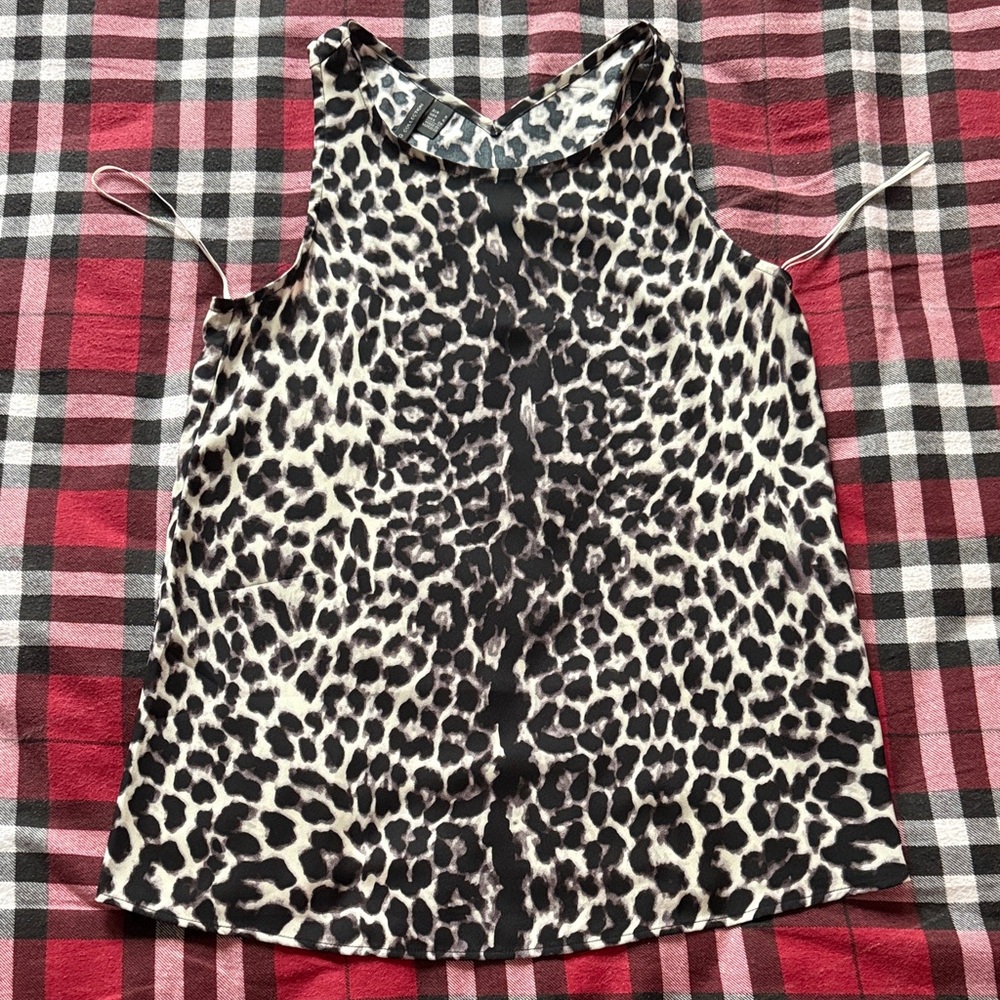 Mango Leopard Print Sleeveless Satin Camisole Blouse